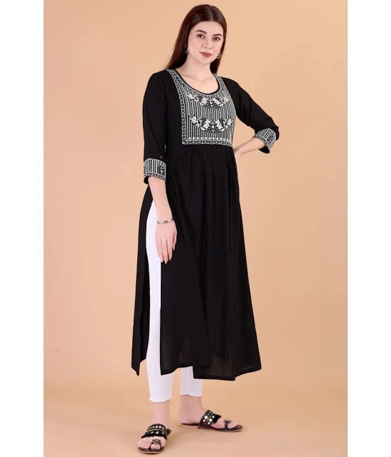 Glomee - Black Rayon Womens Nayra Kurti ( Pack of 1 ) - None