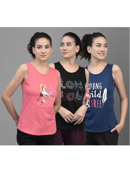 Dollar Multi Color Cotton Blend Tank Tops - Pack of 3 - None