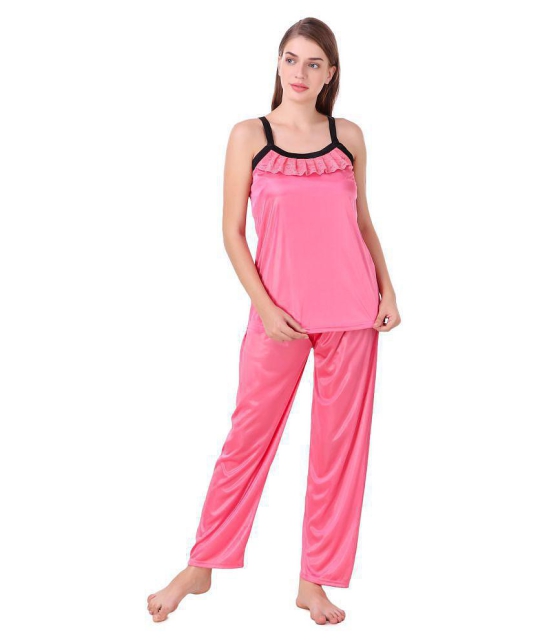 Fasense Satin Nightsuit Sets - Pink - L