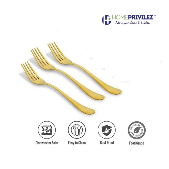 Combo 2 (PVD Gold Serving Tool 3 pcs & Aster cutlery 9Pcs)-Set of 12 pcs