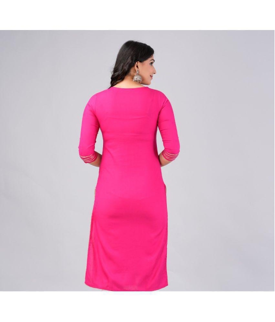 MAUKA Rayon Solid Straight Women''s Kurti - Pink ( Pack of 1 ) - None