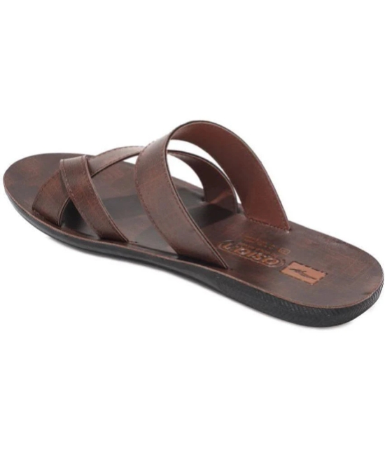 ASIAN Brown Mens Leather Slipper - None