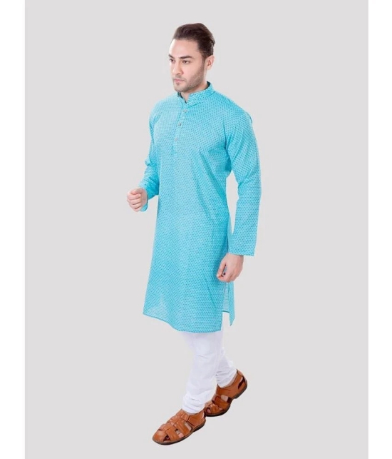 Maharaja - Blue Cotton Blend Regular Fit Mens Kurta Pyjama Set ( Pack of 1 ) - None