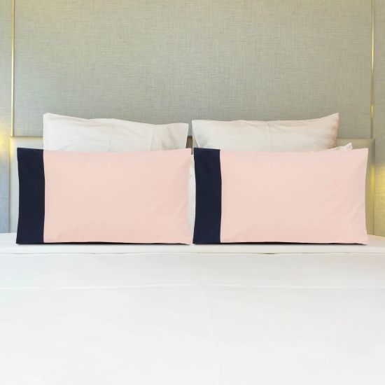 Colour Accent 100% Cotton Bed Pillow Cover | Set of 2 Peach