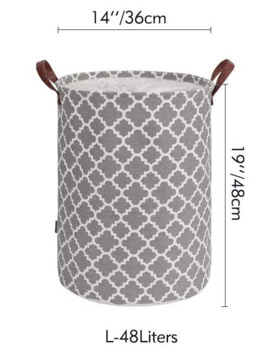 Laundry Basket with Durable Leather Handle-72L (Large)