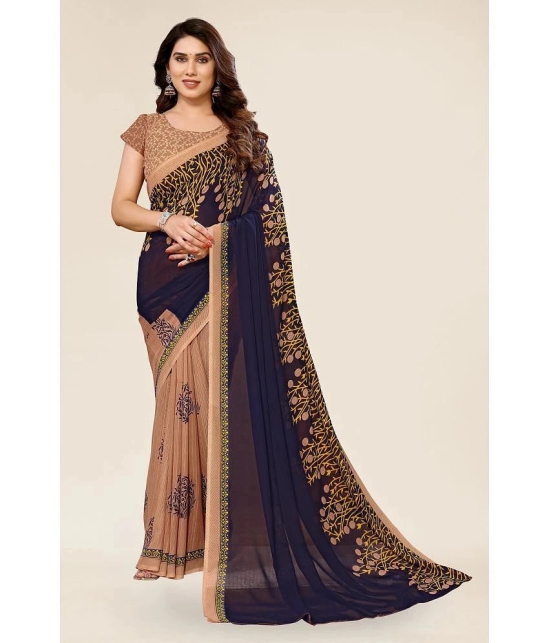 Anand Sarees Georgette Printed Saree With Blouse Piece - Beige ( Pack of 1 ) - Beige