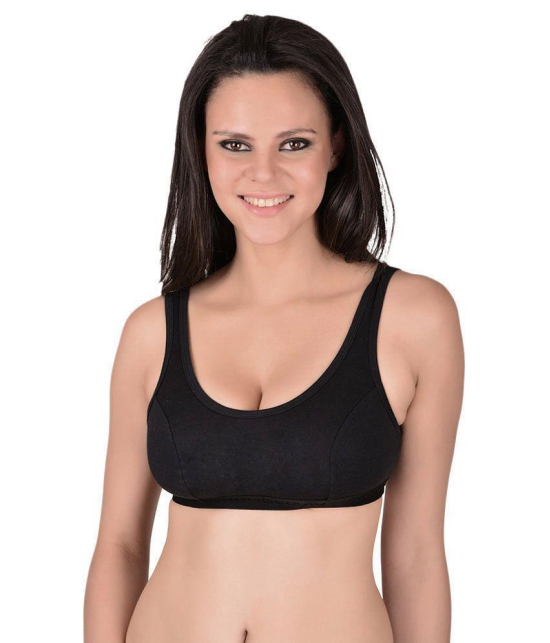 Eves Beauty White and Black Cotton Blend Sports Bras - Pack of 2 - M