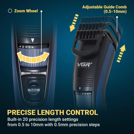 VGR V-052 Blue Hair Trimmer for Men  Professional Trimmer with Long Battery Life and Sharp Blades-VGR V-052 Blue Hair Trimmer for Men – Professional Trimmer with Long Battery Life and Sharp Blades