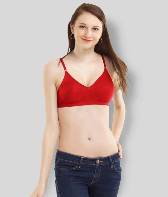 Madam Pack of 1 Cotton Non Padded Womens T-Shirt Bra ( Red ) - 30B