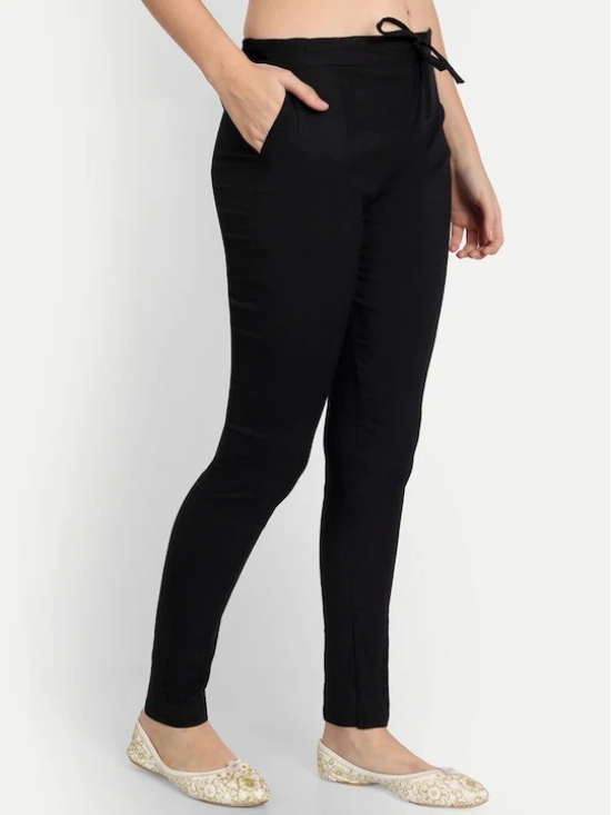 Women Black Regular Fit Solid Cigarette Trouser