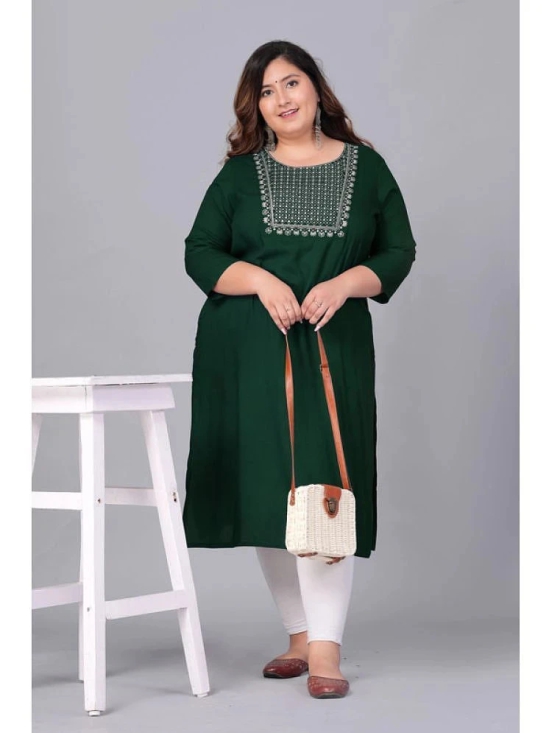 Preksha Rayon Embroidered Straight Womens Kurti - Green ( Pack of 1 ) - None