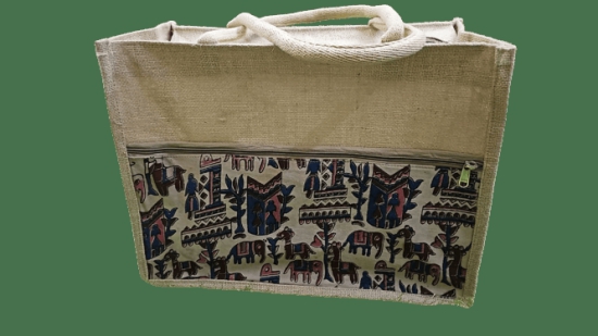 JFL Jute & Cotton Tiffin & Grocery Bag