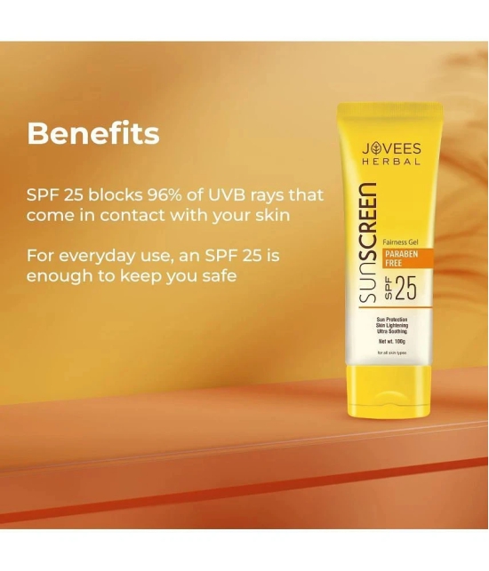 Jovees Herbal Fairness Gel Sunscreen SPF 25|Oily & Combination Skin 100g (Pack of 2)