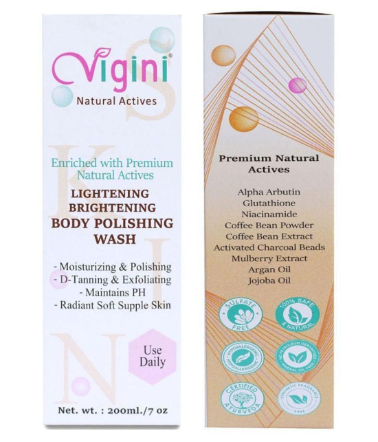 Vigini Skin Lightening Whitening Body Wash Polishing Moisturizing D Tan Coffee Face Wash + Scrub 200 mL