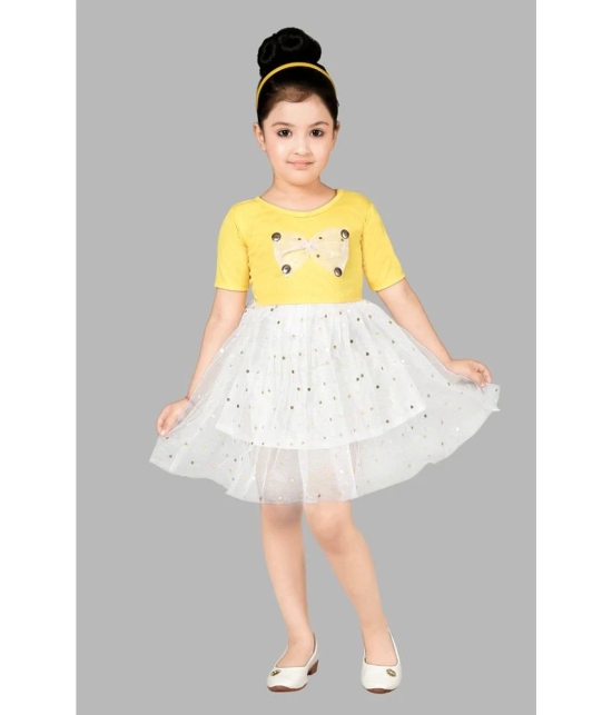 Coxxup Yellow Net Girls Frock ( Pack of 1 ) - None