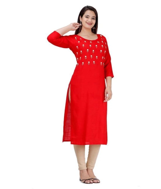 HIGHLIGHT FASHION EXPORT - Red Rayon Womens Straight Kurti - XXL