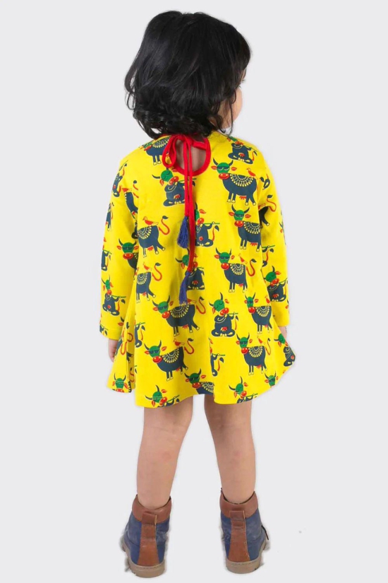 Girl Yellow Cow Dress 2Y