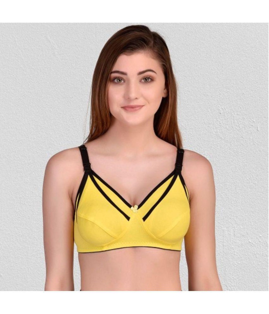 Zourt - Yellow Cotton Non Padded Women's Everyday Bra ( Pack of 1 ) - None