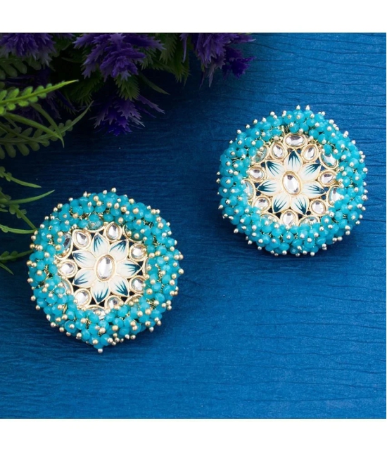 Sukkhi Lavish Floral Gold Plated Stud Earring For Women - Sky Blue