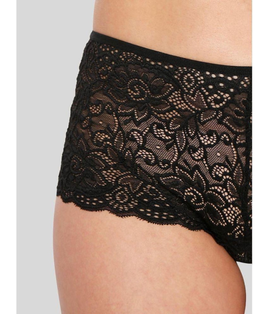 ILRASO - Black Lace Self Design Womens Boy Shorts ( Pack of 1 ) - None