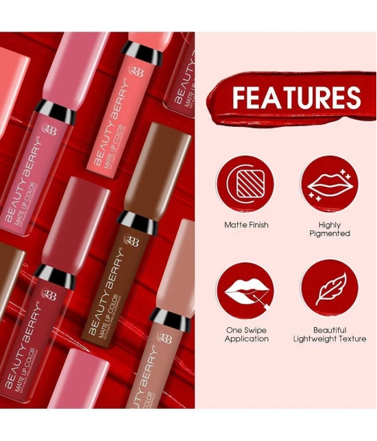 Beauty Berry Soft & Matte Waterproof Lip Color Liquid Lipstick 4.5g, Girls Talk (Shade - 13)