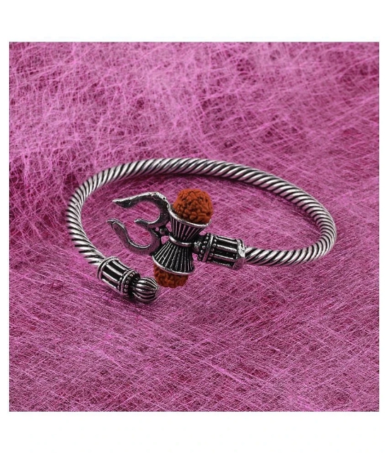 SILVER SHINE Adjustable  Trishul Damroo Rudraksha Bahubali Kada Bracelet Mahakal For Men Boys Girls - None