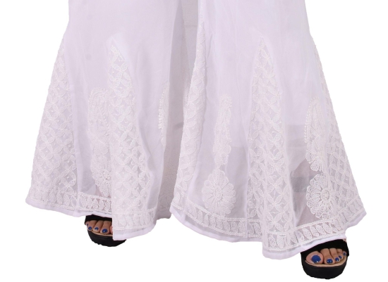 Lavangi Lucknow Chikankari Hand Embroidered Chifffon Palazzo Pants Sharara for Women