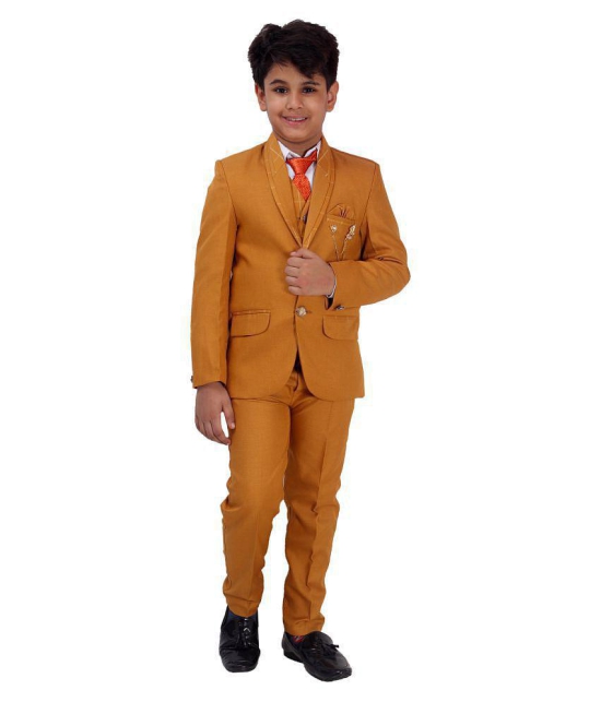 Fourfolds 5 Piece Coat Suit Set Solid Boys Suit - None