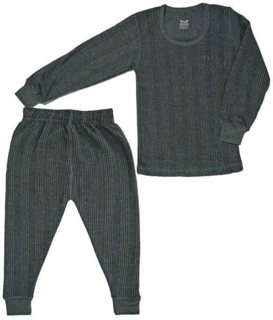 HAP Kings Round Neck Grey Melange Winter Thermal Set of Top Trouser /Thermal for Boys and Girls/ kids thermal - None