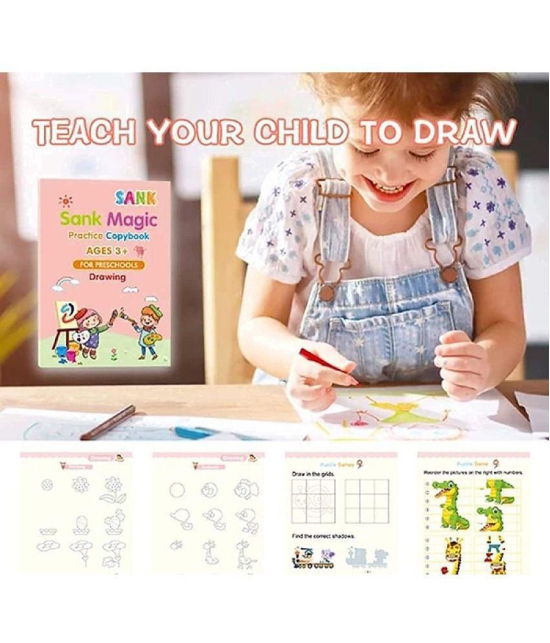 Sank Magic Practice Copybook, Number Tracing Book for Preschoolers with Pen, Magic Calligraphy Copybook Set Practical