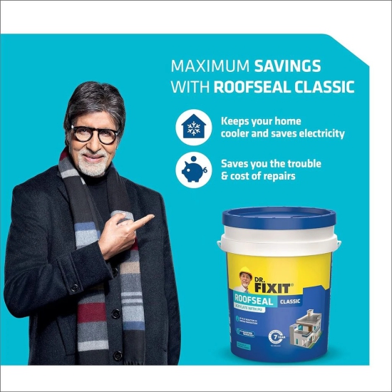 DR. FIXIT Roofseal Classic, 4 Liter, Waterproofing Solution for Homes, Terraces, Roofs