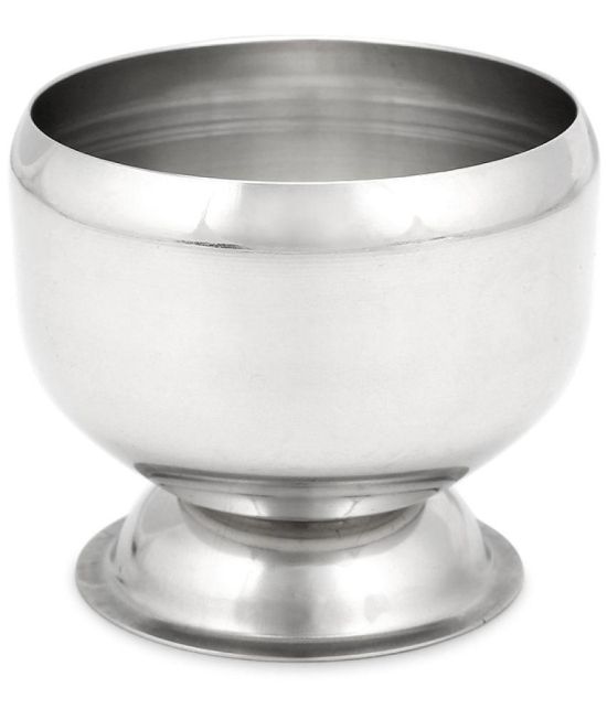 HOMETALES Stainless Steel Dessert Bowl With Spoon, 150ml each, (Pack of 12) - Silver