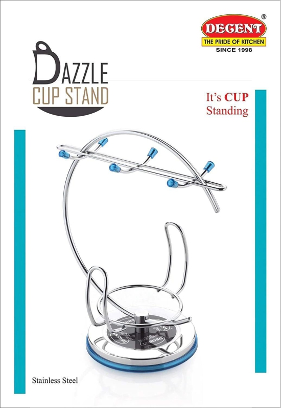 Decent Dazzle Stainless Steel Cup and Saucer Stand | Sliver | 1 Pc