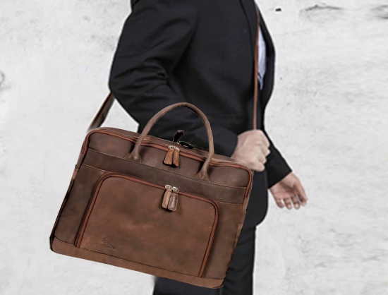 LEADERACHI Vintage Leather Messenger Bag For Men's | Office Bag | Laptop Bag | Briefcase Bag.