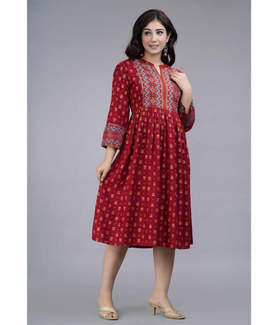 Smien - Maroon Rayon Women's Anarkali Kurti ( Pack of 1 ) - None