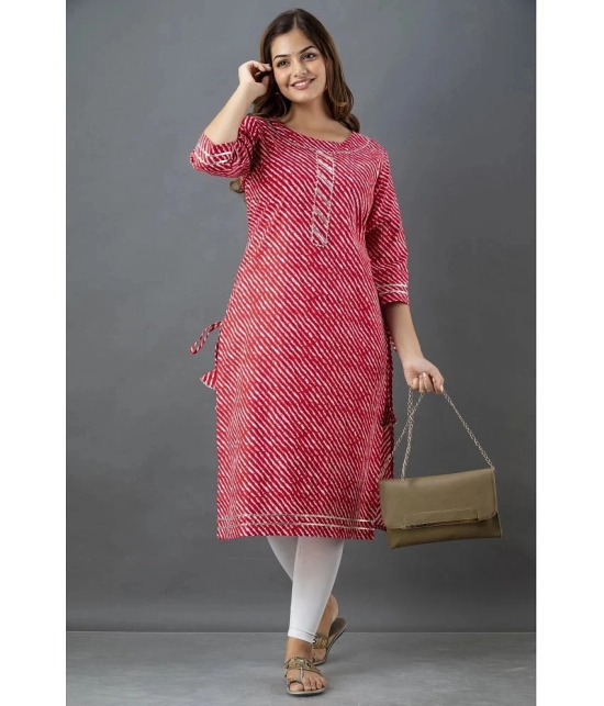 Lee Moda - Red Cotton Womens Straight Kurti ( Pack of 1 ) - None