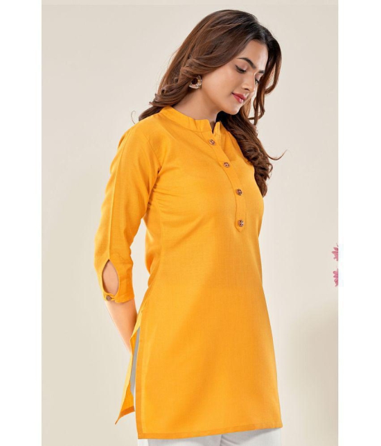 Glomee - Yellow Cotton Blend Women's Tunic ( Pack of 1 ) - None