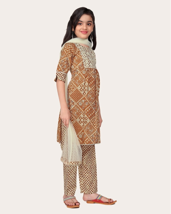 Girls Festive & Party Kurta, Pyjama & Dupatta Set-Orange / 12 - 13 Years