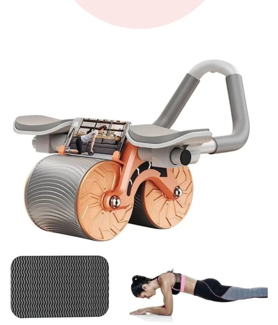 Roller Wheel Exercise with Elbow Support, Automatic Rebound Abdominal Wheel Ab Exerciser - Orange