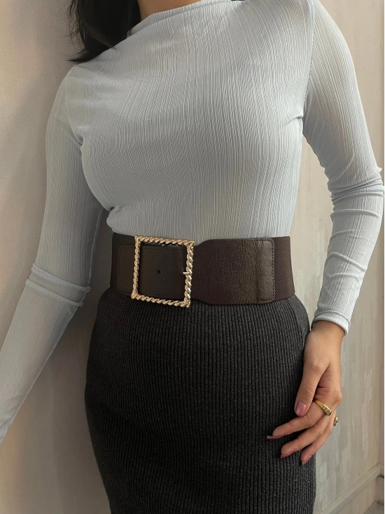 Runway Wrap Belt-Dark Brown