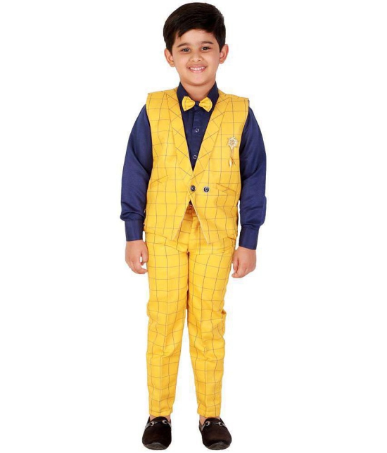 DKGF Fashion - Yellow Cotton Blend Boys Shirt & Pants ( Pack of 1 ) - None