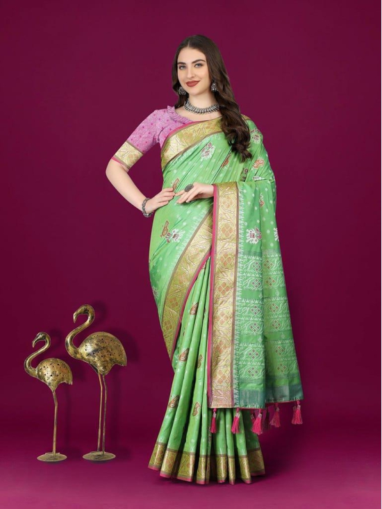 Parotgreen Patola Silk Woven Design Zari Meenakari Weaving Saree