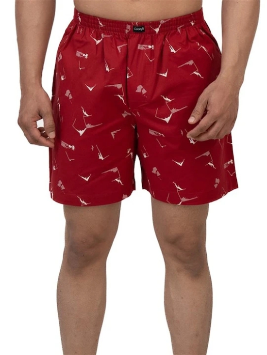 Printed Pure Cotton Boxer Bxr_1025_Red-S