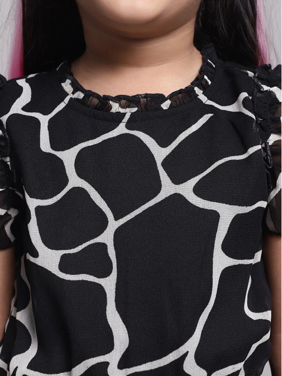 MINI & MING Girls Printed Georgette A-Line Dress