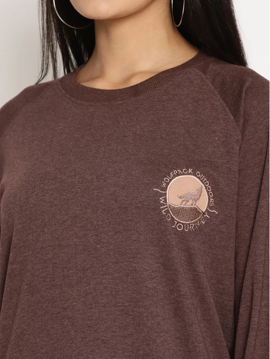 Women Wild Journey Burgundy Solid Sweatshirt-M