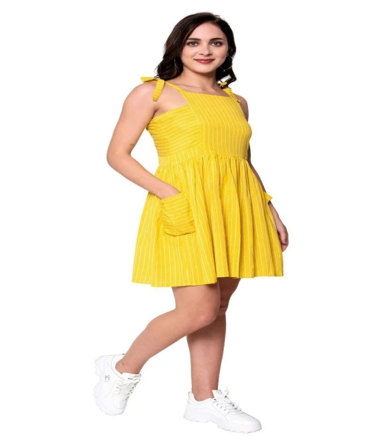 GOD BLESS Cotton Yellow Fit And Flare Dress - Single - XL