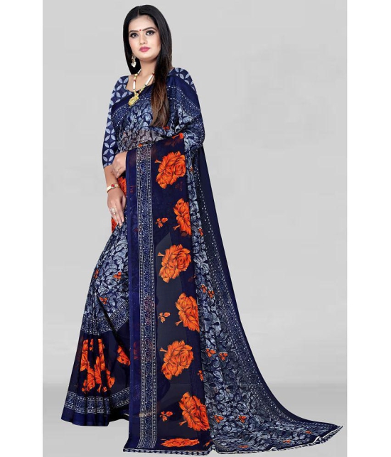 LEELAVATI - Blue Georgette Saree With Blouse Piece ( Pack of 1 ) - Blue