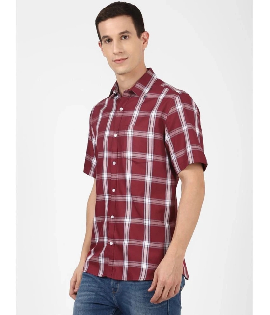 UrbanMark 100% Cotton Regular Fit Checks Half Sleeves Mens Casual Shirt - Maroon ( Pack of 1 ) - None