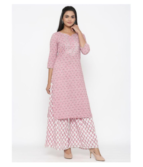 miravan Cotton Kurti With Palazzo - Stitched Suit - L