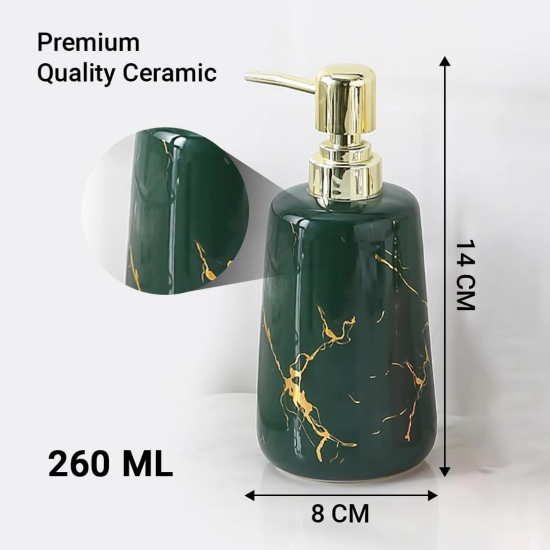 USHA SHRIRAM 260ml Ceramic Soap Dispenser Bottle, Green, Pack of 1-USHA SHRIRAM 260ml Ceramic Soap & Lotion Dispenser, Green, Pack of 1